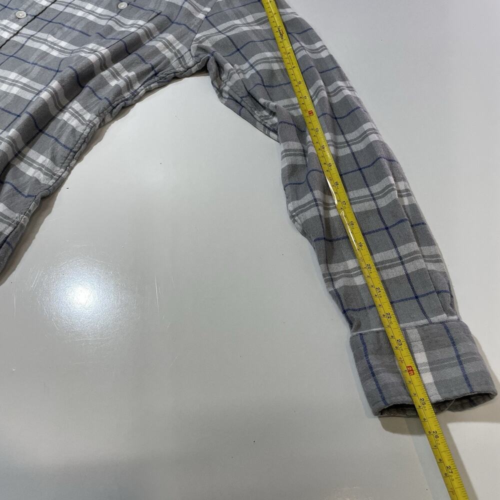Faherty Men’s Flannel Shirt Medium Gray White Plaid Long Sleeve Button Down - Picture 5 of 7